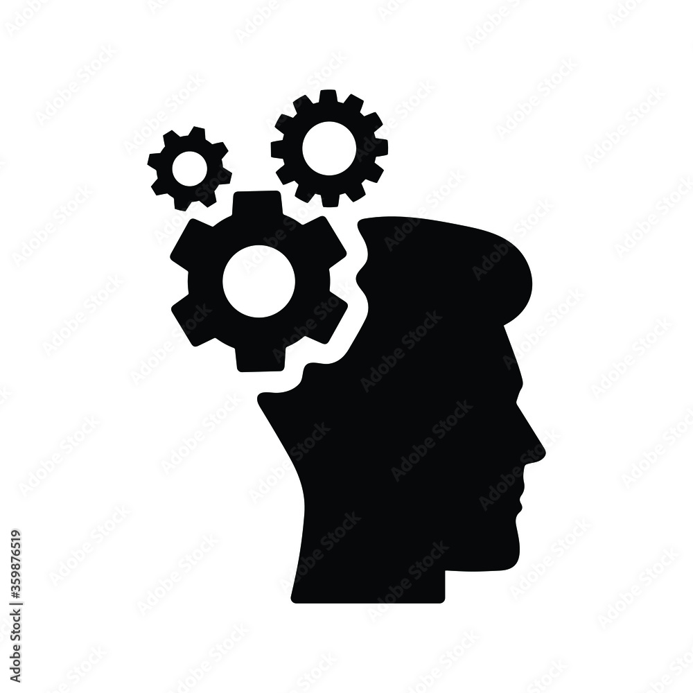Brainstorming, gear, head, strategy black icon Brainstorming, gear, head, strategy black icon