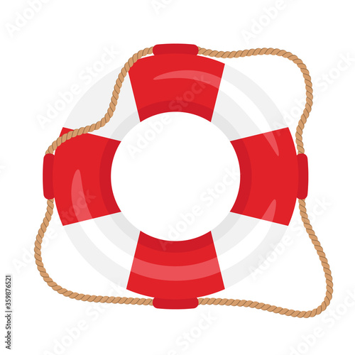Lifebuoy isolated on a white background. Vector illustration.