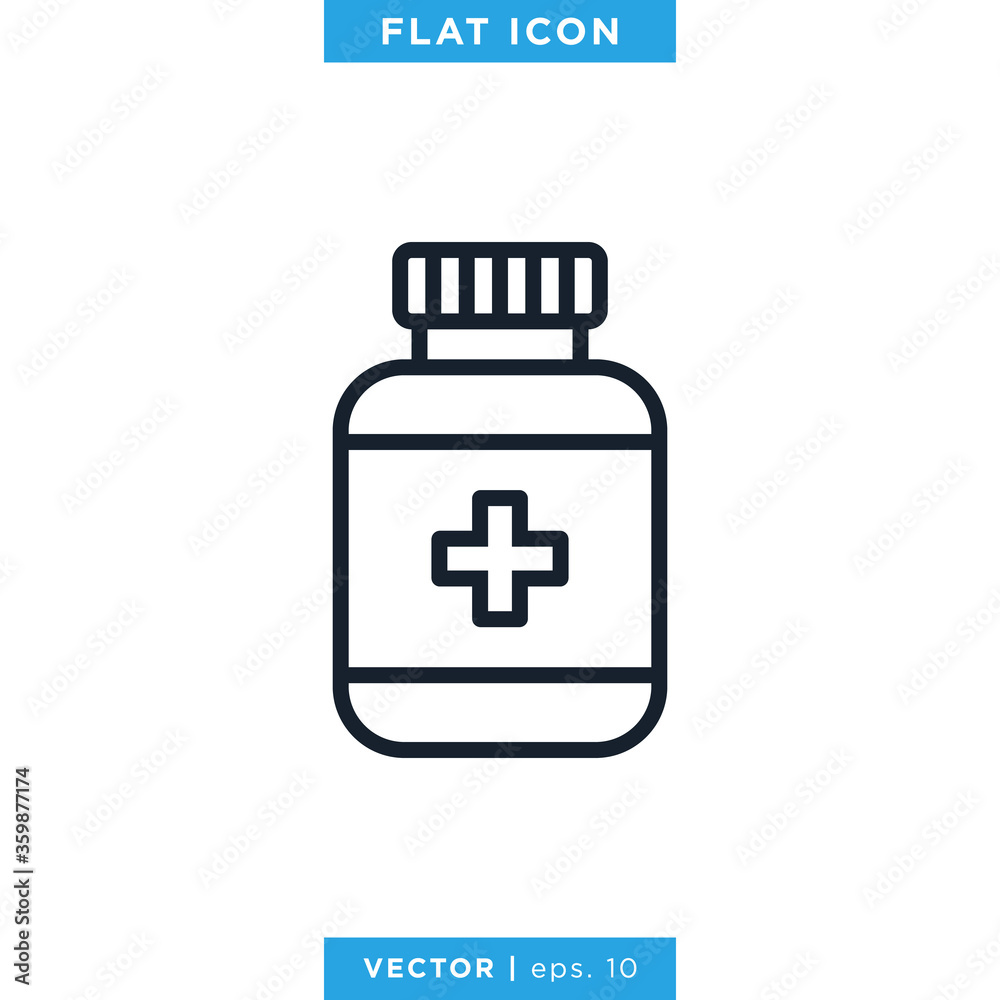 Medicine Bottle Icon Vector Design Template. Prescription Drug Bottle Sign. Medicine Bottle Icon Vector Design Template. Prescription Drug Bottle Sign.
