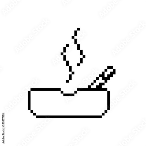 Ashtray Icon Pixel Art, Cigarette Ashtray