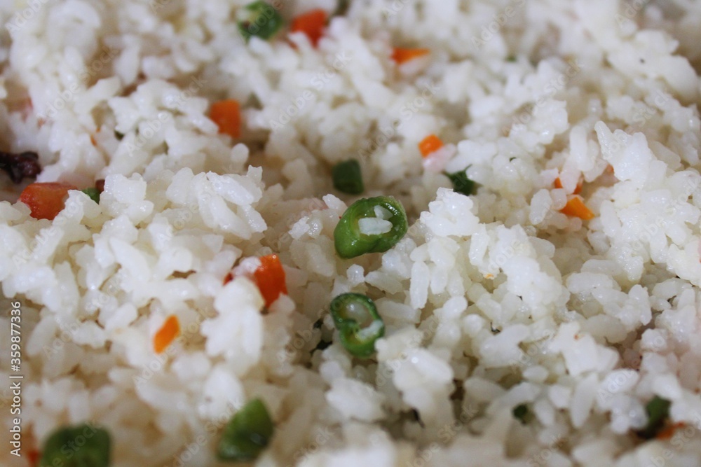 Vegetable Pulav or Pulav or Veg Biriyani an Indian cuisine of steamed rice and vegetables Vegetable Pulav or Pulav or Veg Biriyani an Indian cuisine of steamed rice and vegetables