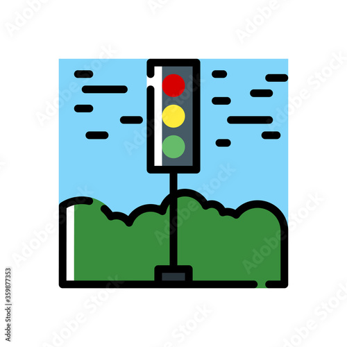 filled line style icon of traffic light. vector illustration for graphic design, website, UI on white background. EPS 10