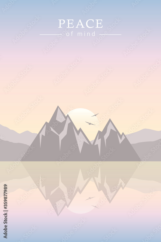 peace of mind mountain by the sea landscape vector illustration EPS10