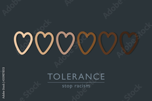 stop racism tolerance concept with hearts in different colors vector illustration EPS10