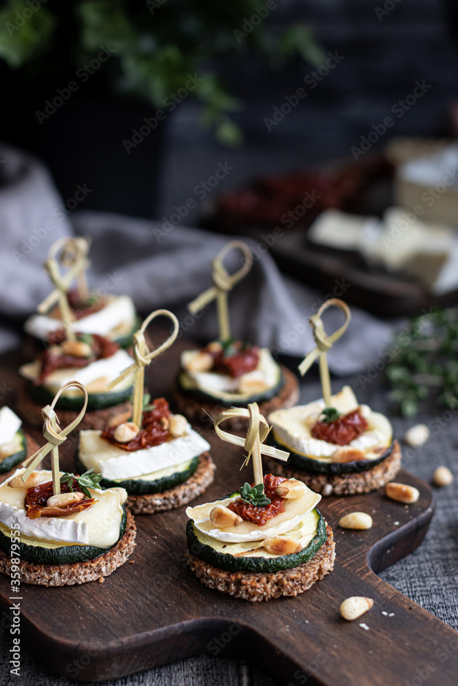 Zucchini sandwiches with soft cheese and sun dried tomatoes Zucchini sandwiches with soft cheese and sun dried tomatoes