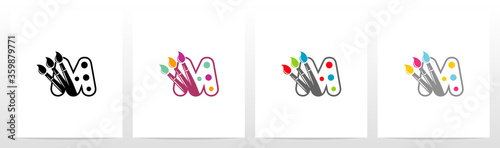 Colorfull Brushes On Letter Logo Design M