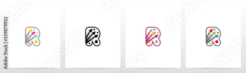 Colorfull Brushes On Letter Logo Design R