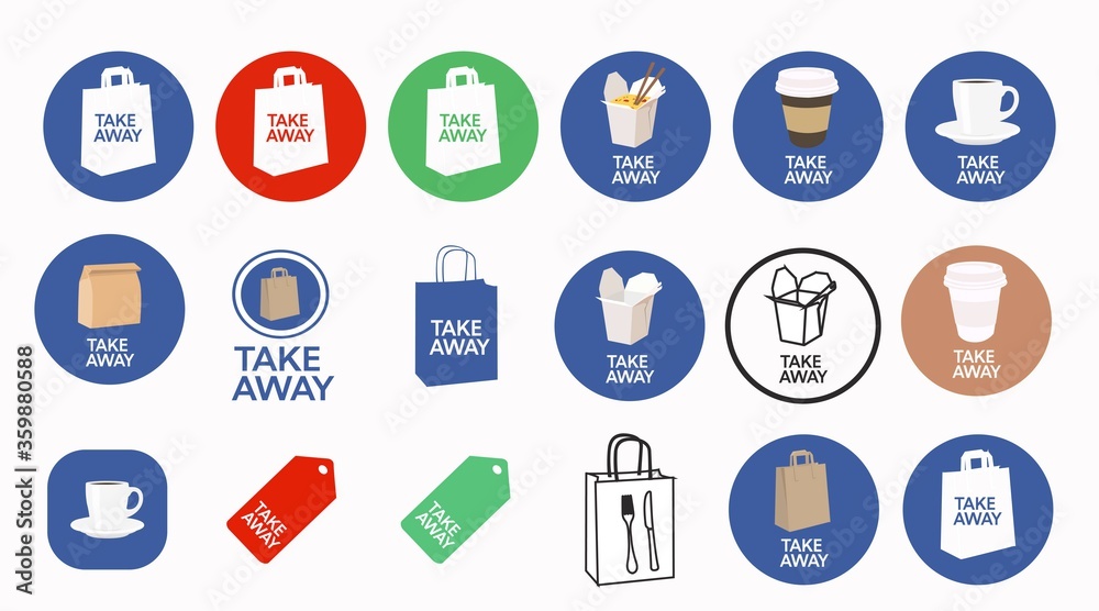 Vector Isolated Set of Take Away Icons Vector Isolated Set of Take Away Icons