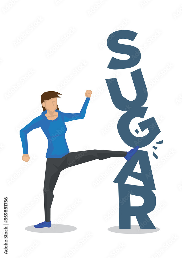 Woman breaking down sugar for healthy diet. Woman breaking down sugar for healthy diet.