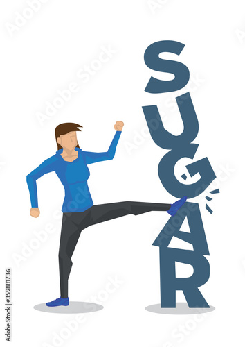 Woman breaking down sugar for healthy diet.