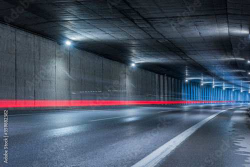 Highway tunnel. Interior of an urban tunnel without traffic.