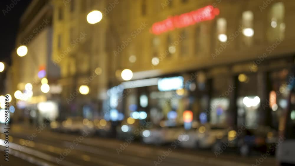 Dark Old Europe street in lights. City street in the evening in blur. Dark Old Europe street in lights. City street in the evening in blur.