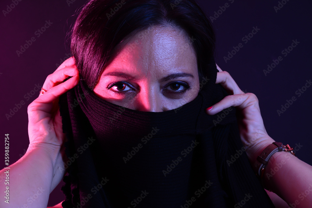 Smiling Muslim Woman. Beautiful woman headshot looking at camera. Islamic fashion. Smiling Muslim Woman. Beautiful woman headshot looking at camera. Islamic fashion.