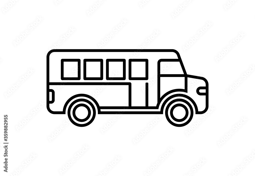 School bus vector linear icon.