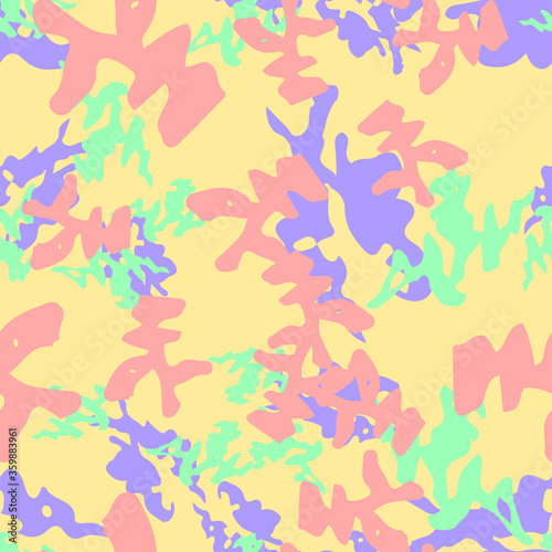 UFO camouflage of various shades of pink  violet  yellow and green colors