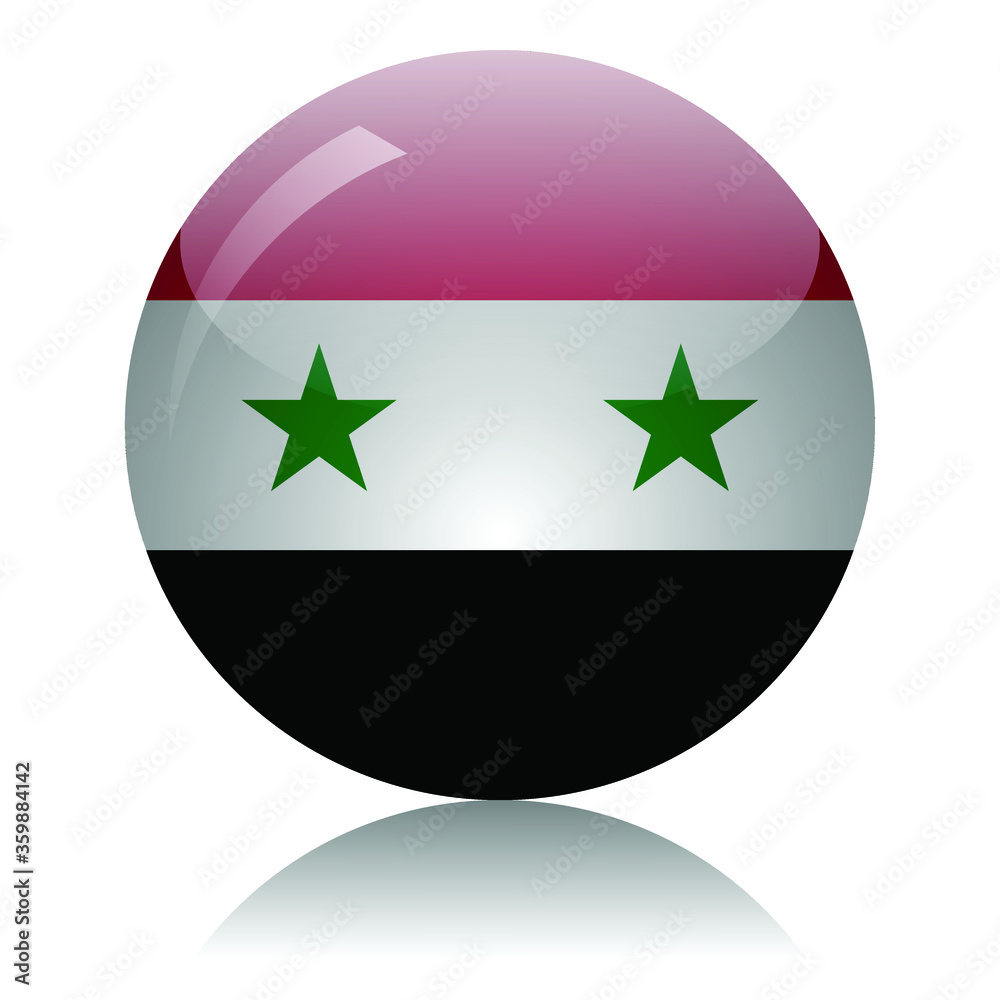 Syrian flag glass button vector illustration Syrian flag glass button vector illustration
