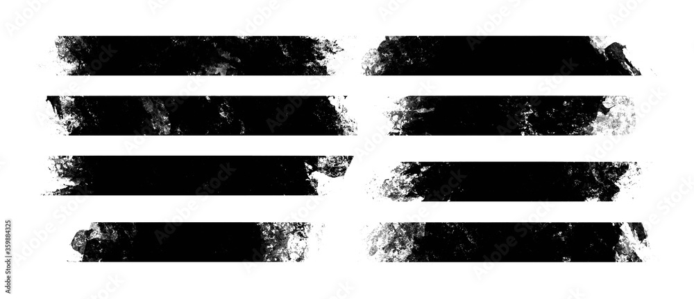 a set of lower third stroke lines created with black paint roll. materials to create text backgrounds on poster design, print, video, banner, etc. - obrazy, fototapety, plakaty 
