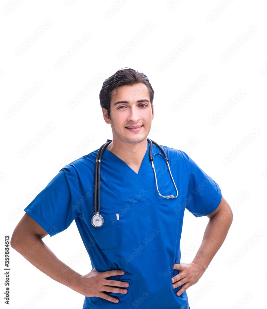 Young male doctor isolated on white background Young male doctor isolated on white background