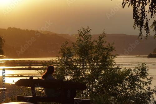 Romantic evening river view