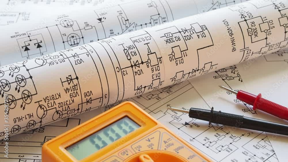 electrical engineering drawings and digital multimeter