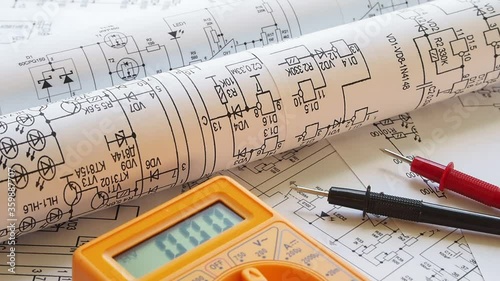 electrical engineering drawings and digital multimeter