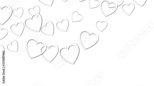 Beautiful abstract texture of white hearts with shadows for happy valentine s day on a white background. Vector illustration. Concept  love  a gift to the beloved