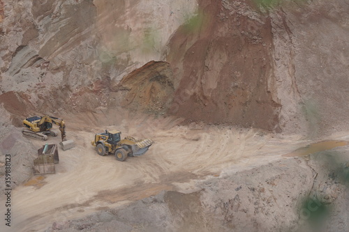 gravel mining inside the mountain 