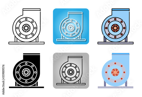 Ventilating fan or Blower  icon set isolated on white background for web design