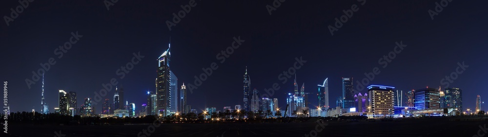 Panoramic picture of Dubai at night