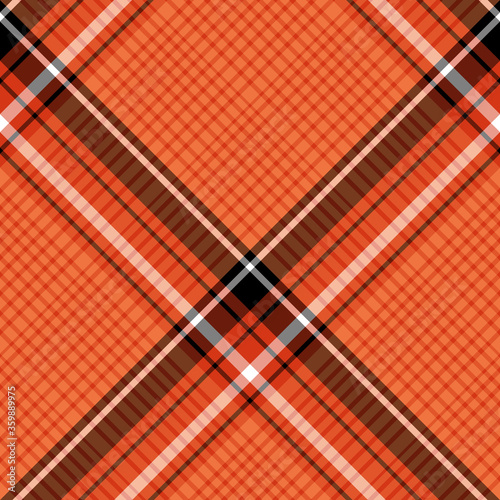 Seamless pattern in beautiful bright orange, black and white colors for plaid, fabric, textile, clothes, tablecloth and other things. Vector image. 2