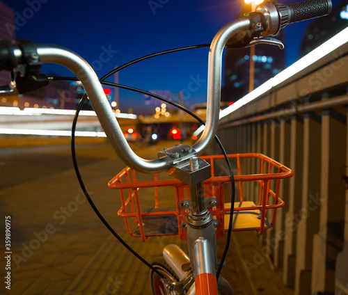 Close-up of a shared bike on the street in China , sharing economy photo