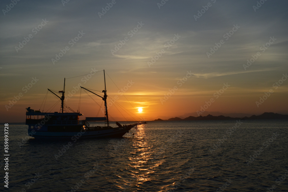Sunset over the sea, Komodo Island, Labuan Bajo, East Nusa Tenggara, Indonesia