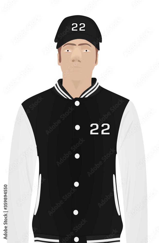 Sportsman in jacket and baseball cap. vector Sportsman in jacket and baseball cap. vector