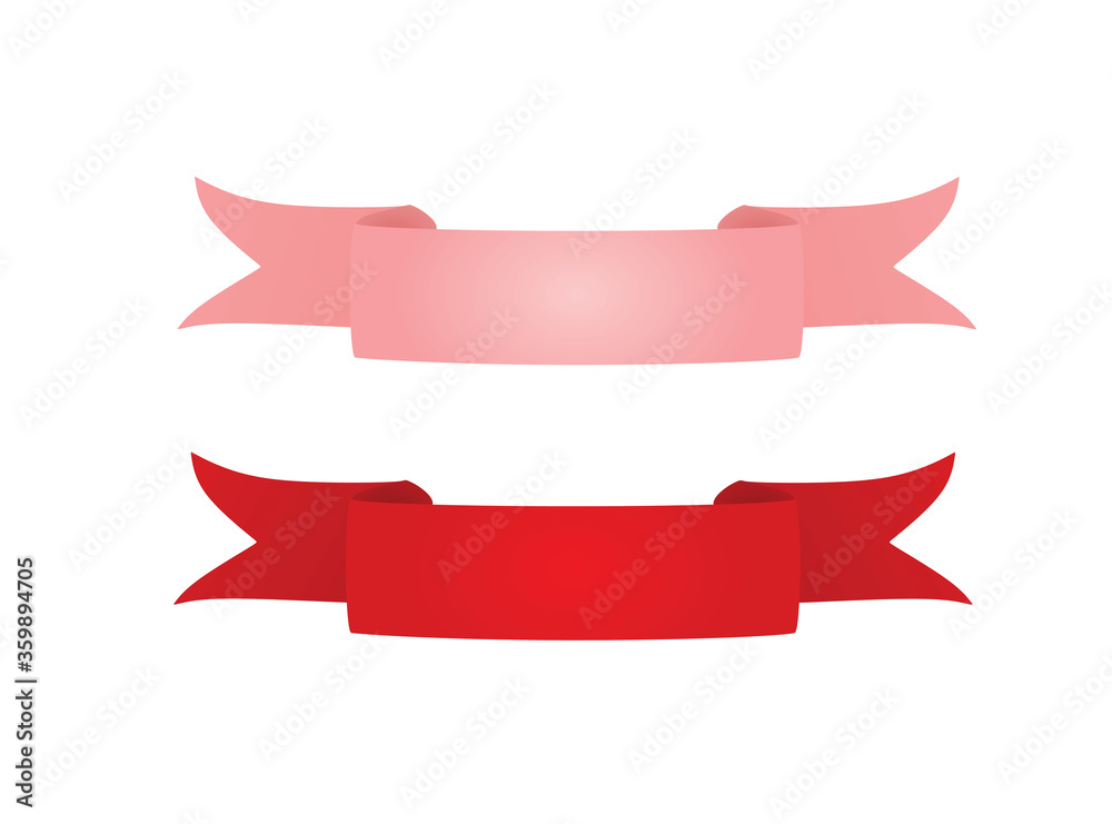 Pink and red ribbon. vector illustration Pink and red ribbon. vector illustration