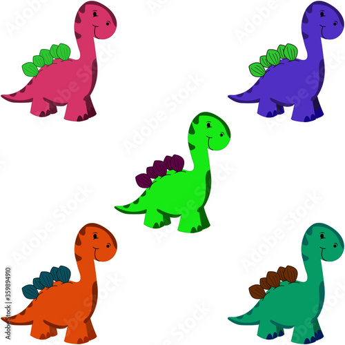 set of funny cartoon dinosaurs