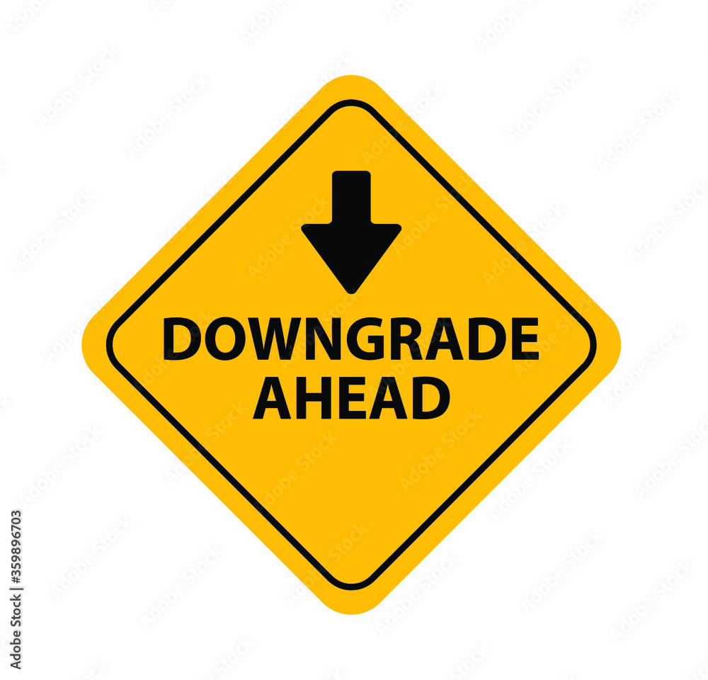 downgrade ahead sign on white background downgrade ahead sign on white background