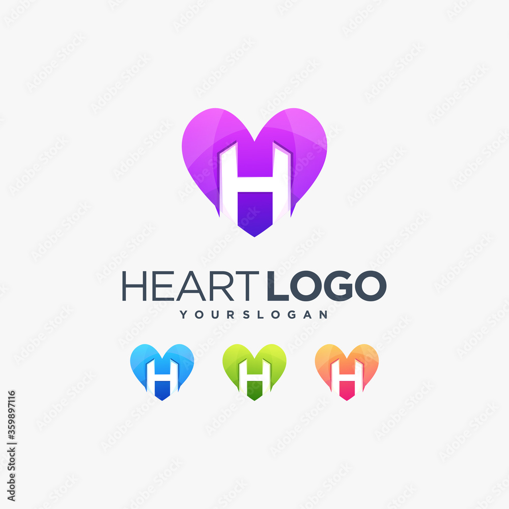 h heart logo letter sign