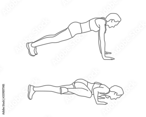 push up exercise silhouette icon vector set outline
