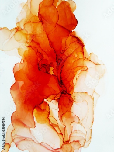 Photos Alcohol Ink Fire Flame. Ink Wash Painting. Sunny