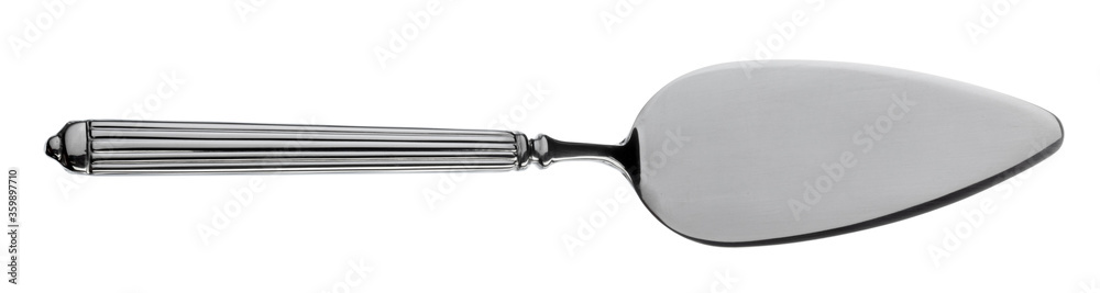 Stainless steel cake shovel isolated on white Stainless steel cake shovel isolated on white