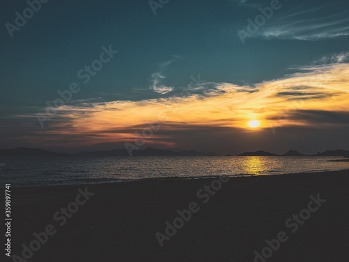 sunset over the sea at the beach