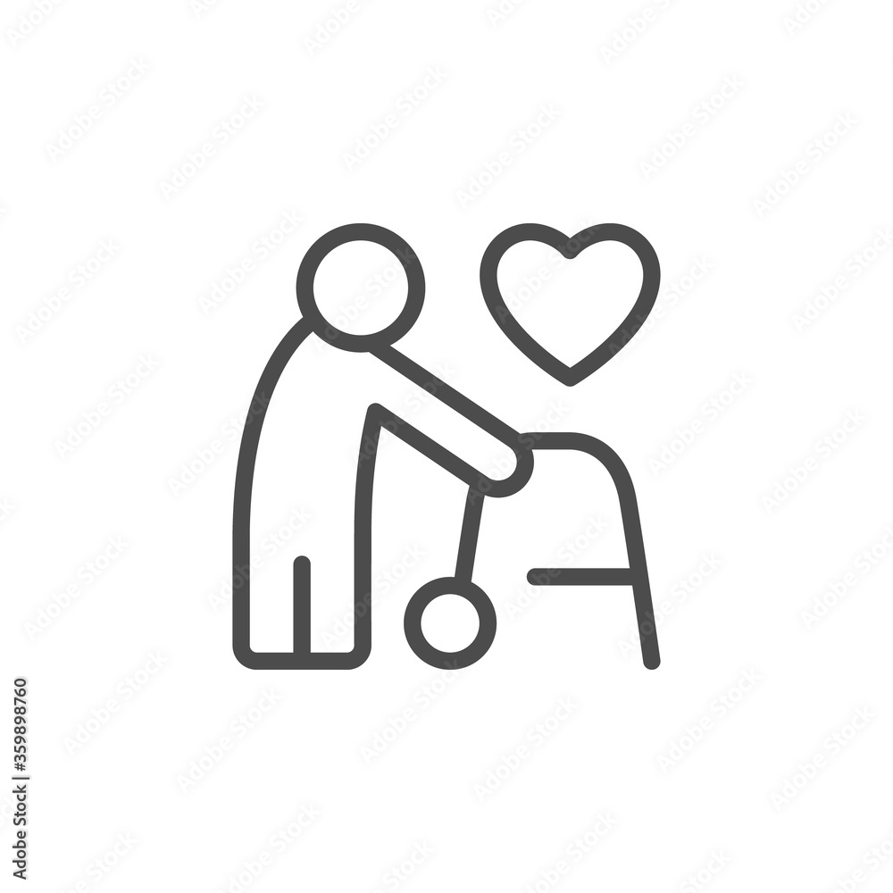 Aged people support line outline icon Aged people support line outline icon