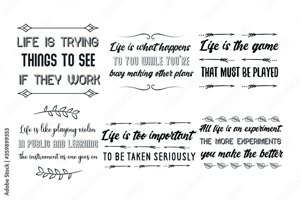 Set of Calligraphy Positive Quotes Sayings for print about Strenght