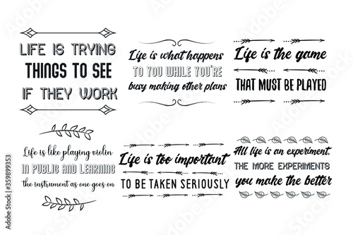 Set of Calligraphy Positive Quotes Sayings for print about Strenght