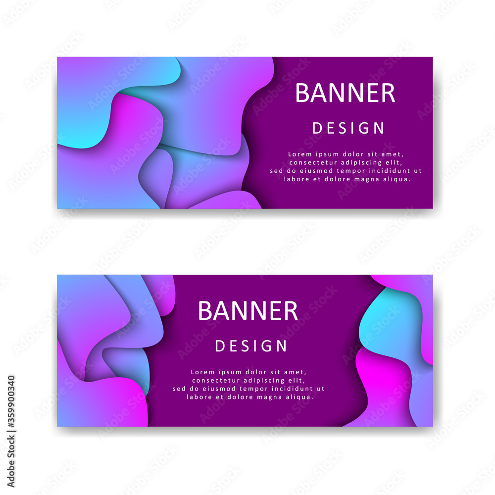 Fotografie Banner template with abstract neon shapes