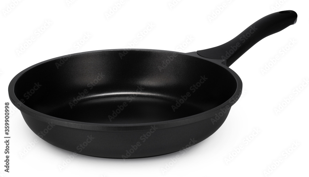 New black frying pan isolated on white background New black frying pan isolated on white background