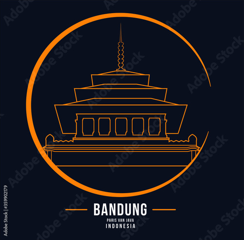 Gedung sate Bandung landmark vector illustration