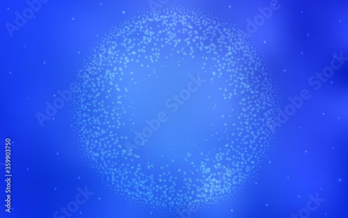 Light BLUE vector cover with astronomical stars. Space stars on blurred abstract background with gradient. Best design for your ad, poster, banner.