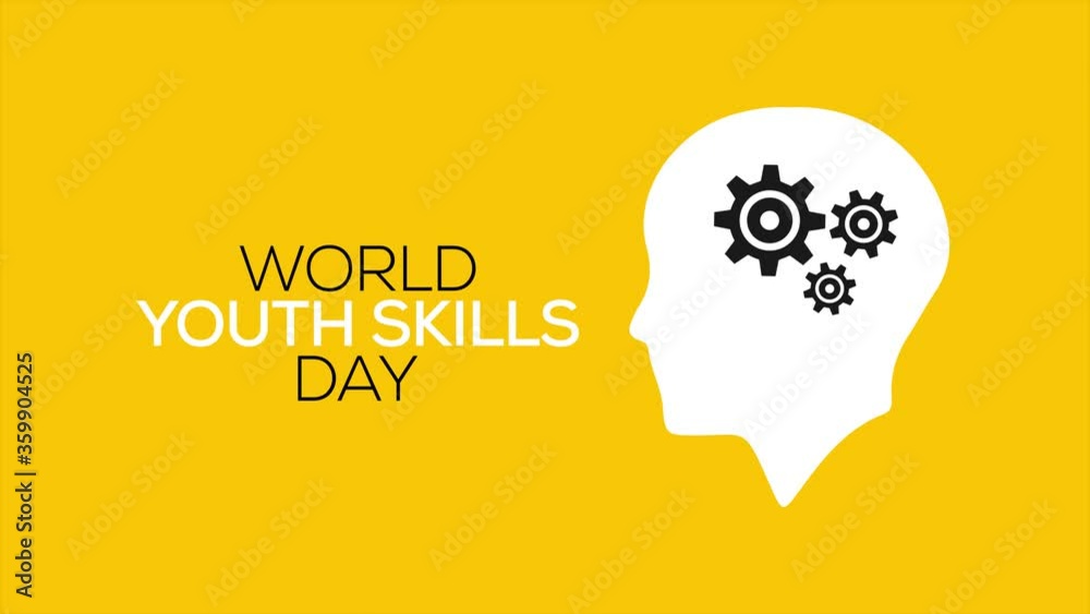 Video animation on the theme of World Youth skills day observed each year on July 15 across the globe. Motion graphics.