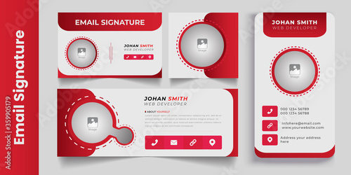 Email Signature, business template, business email signature vector banner email signature collection in red gradient colors,  Corporate 